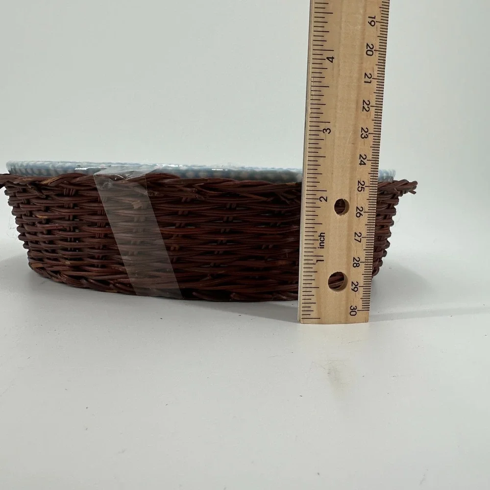 Vintage Teamson 1995 Country Home Farmhouse Baking Dish Stoneware‎ & Basket